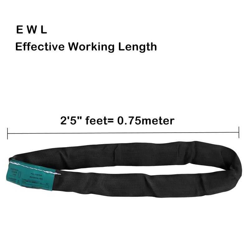 Runner Deer Black Spanset Round Slings for Aerial Lyra Hoop Rig Aerial Silks Handing, Polyester Lifting Strop, Working Load Limit for Round Sling â€“ 2 Tonne, Multiple Spanset Sizes (0.75 M/ 2'5" FT) - Image 2